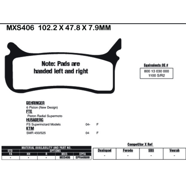 EBC EBC Brake Pads EPFA406HH